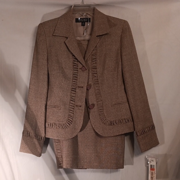 Kasper Brown Blazer Tailored Fit Notched Lapels Size 6 - Picture 1 of 7